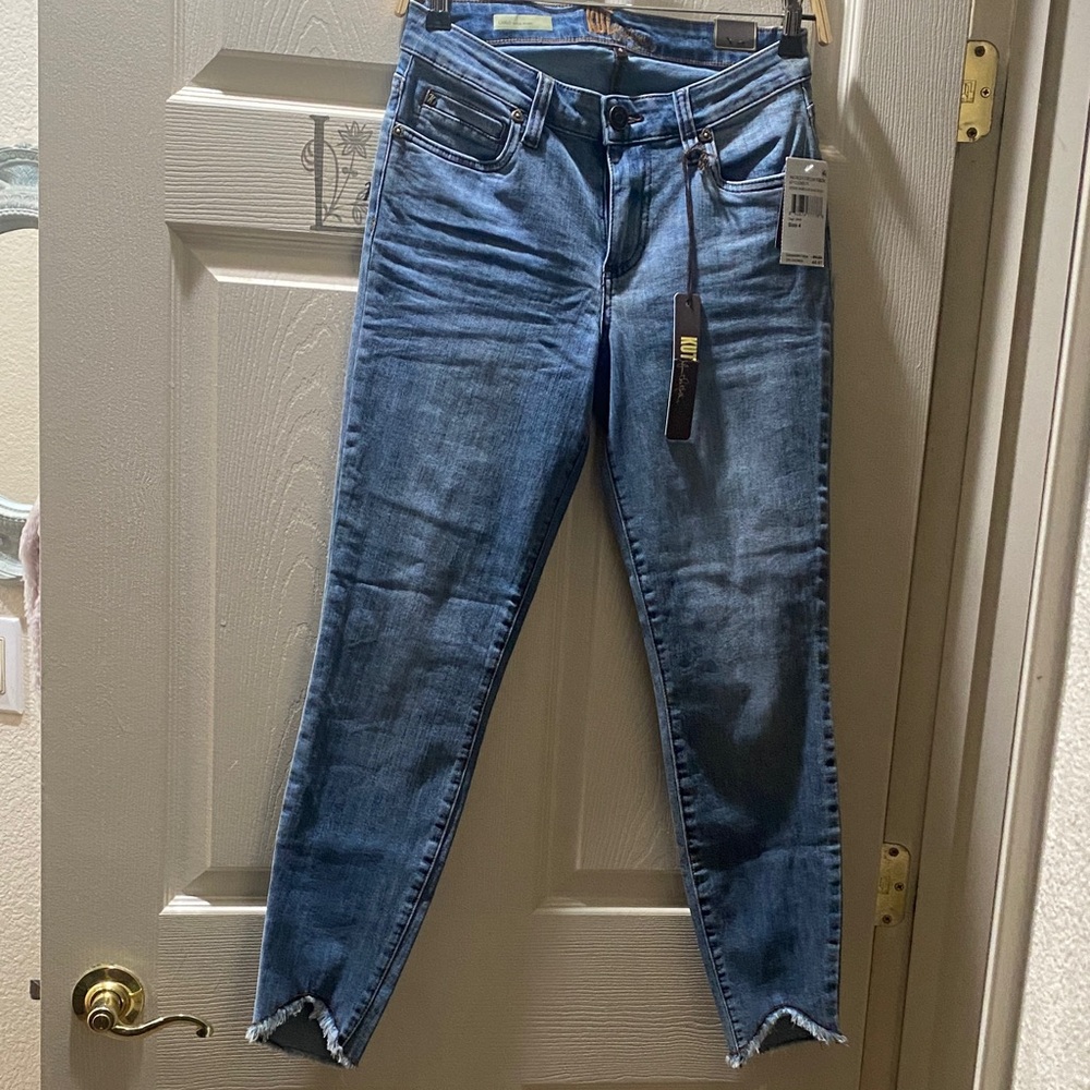 Kut from the Kloth Distressed Blue Ankle Jeans